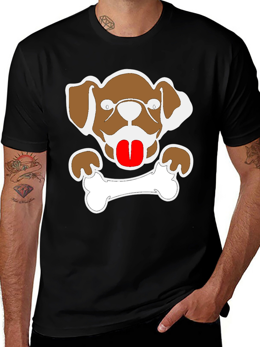 Dog & Bone Graphic Tee - Mens Black T-Shirt
