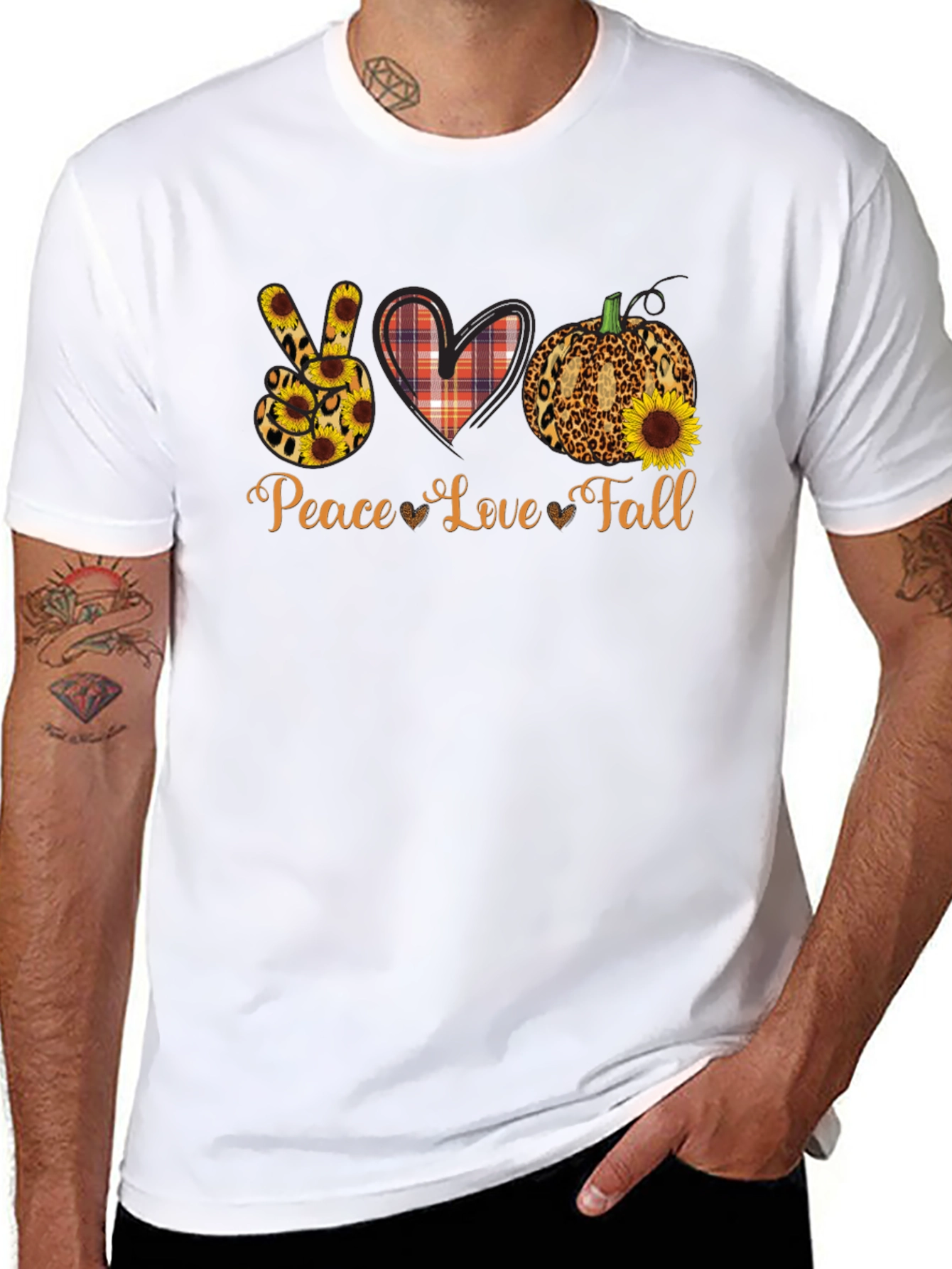 Peace Love Fall Graphic Tee - Autumn T-Shirt