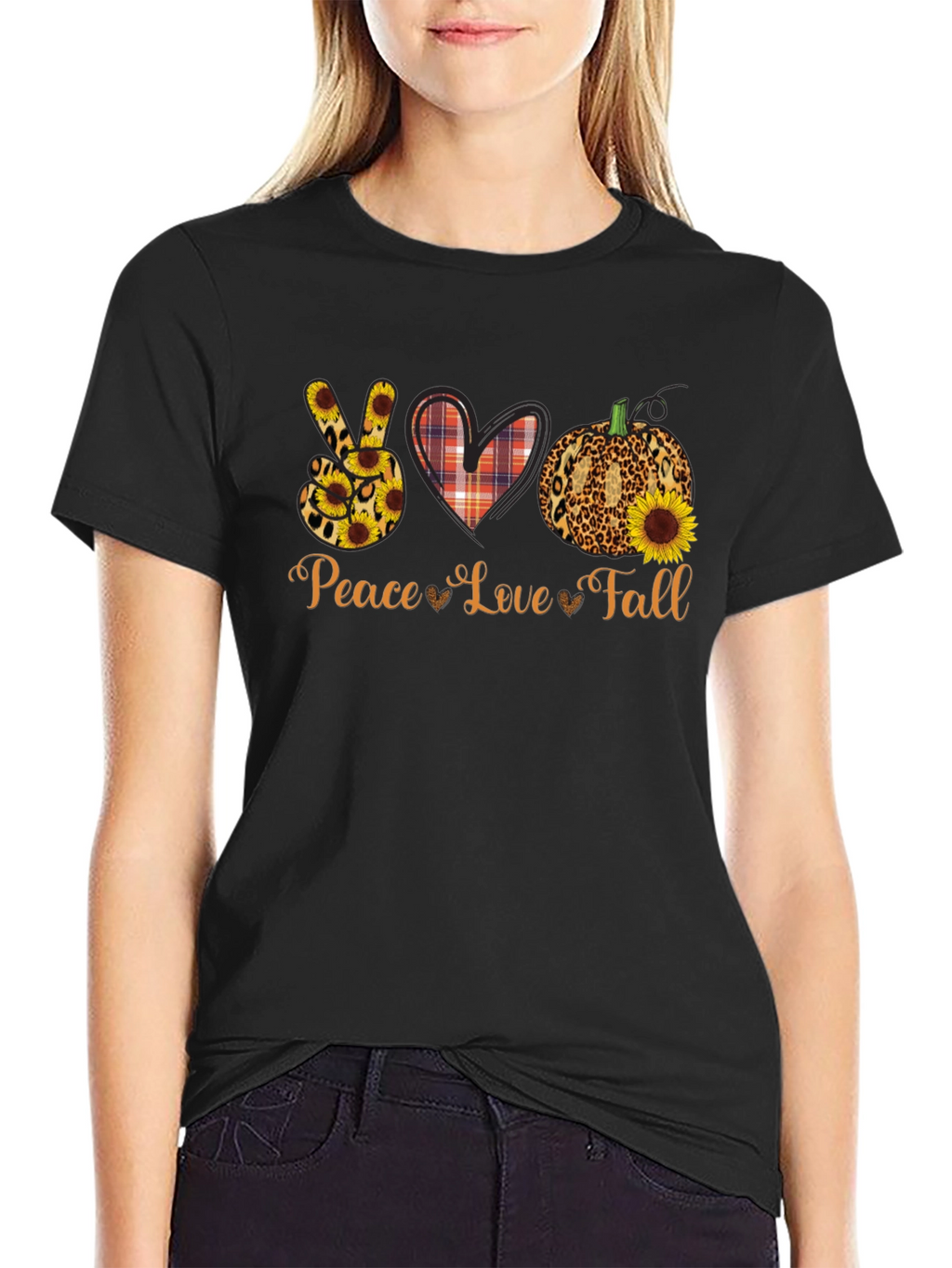 Peace Love Fall Graphic Tee - Autumn T-Shirt