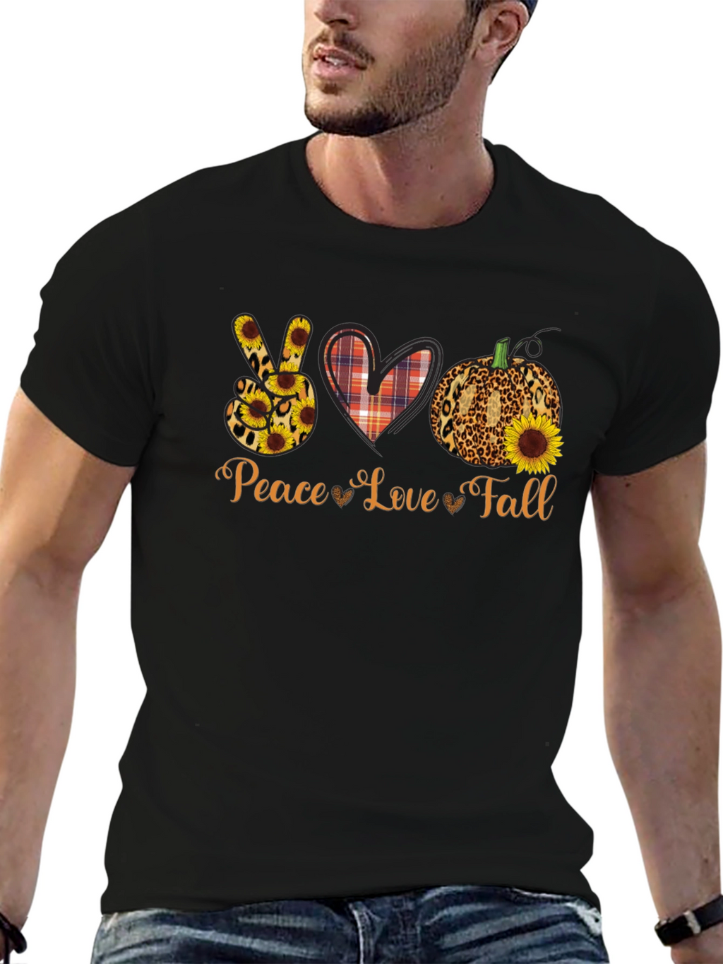 Peace Love Fall Graphic Tee - Autumn T-Shirt