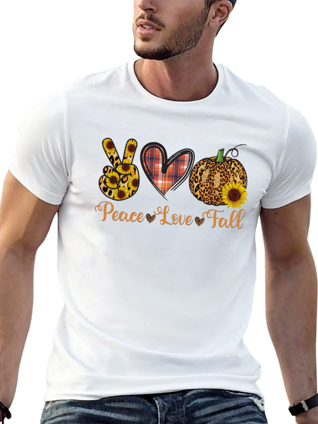 Peace Love Fall Graphic Tee - Autumn T-Shirt