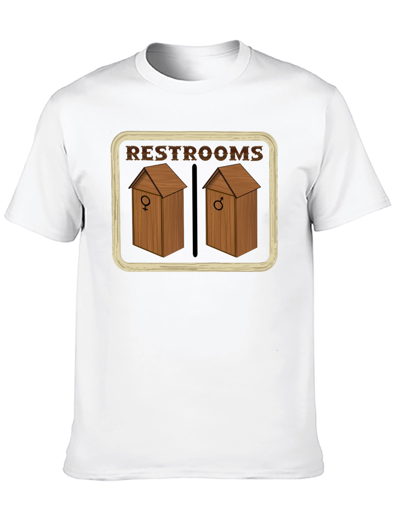 Restrooms Outhouse Novelty Graphic T-Shirt