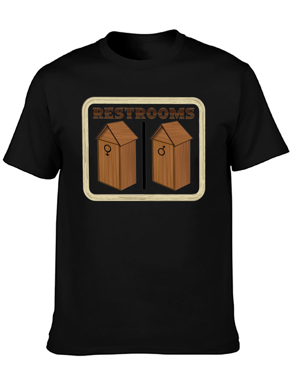 Restrooms Outhouse Novelty Graphic T-Shirt