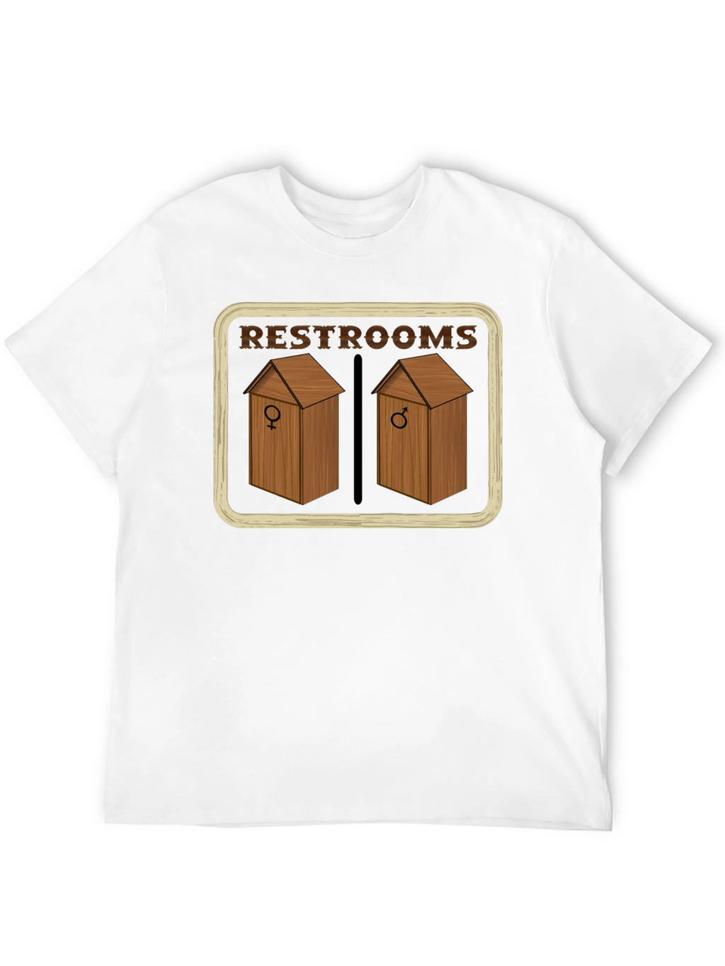 Restrooms Outhouse Novelty Graphic T-Shirt