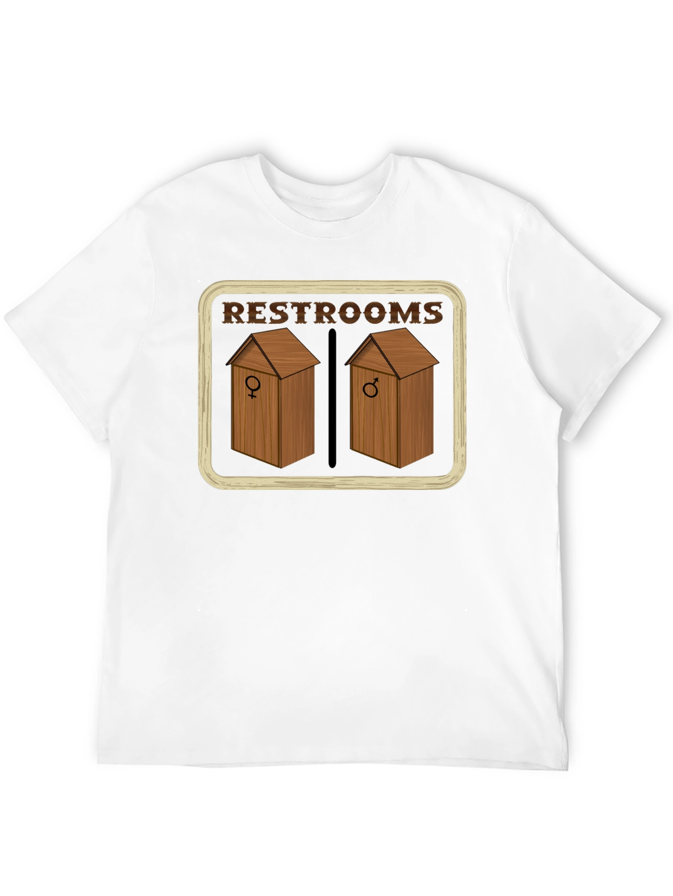 Restrooms Outhouse Novelty Graphic T-Shirt
