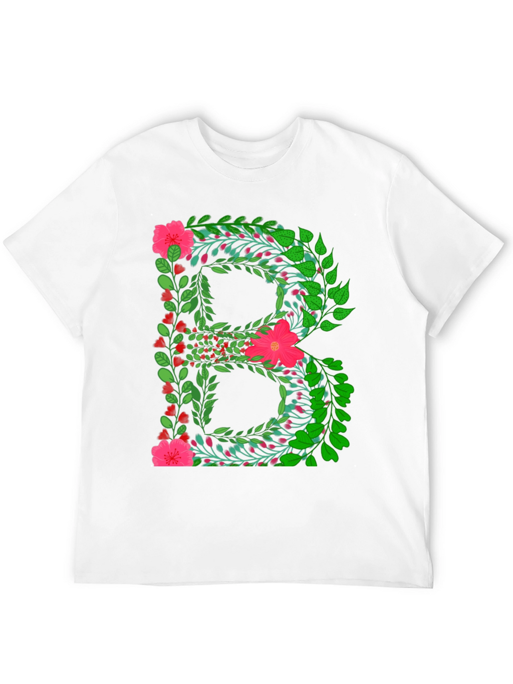 Floral Letter B Black T-Shirt