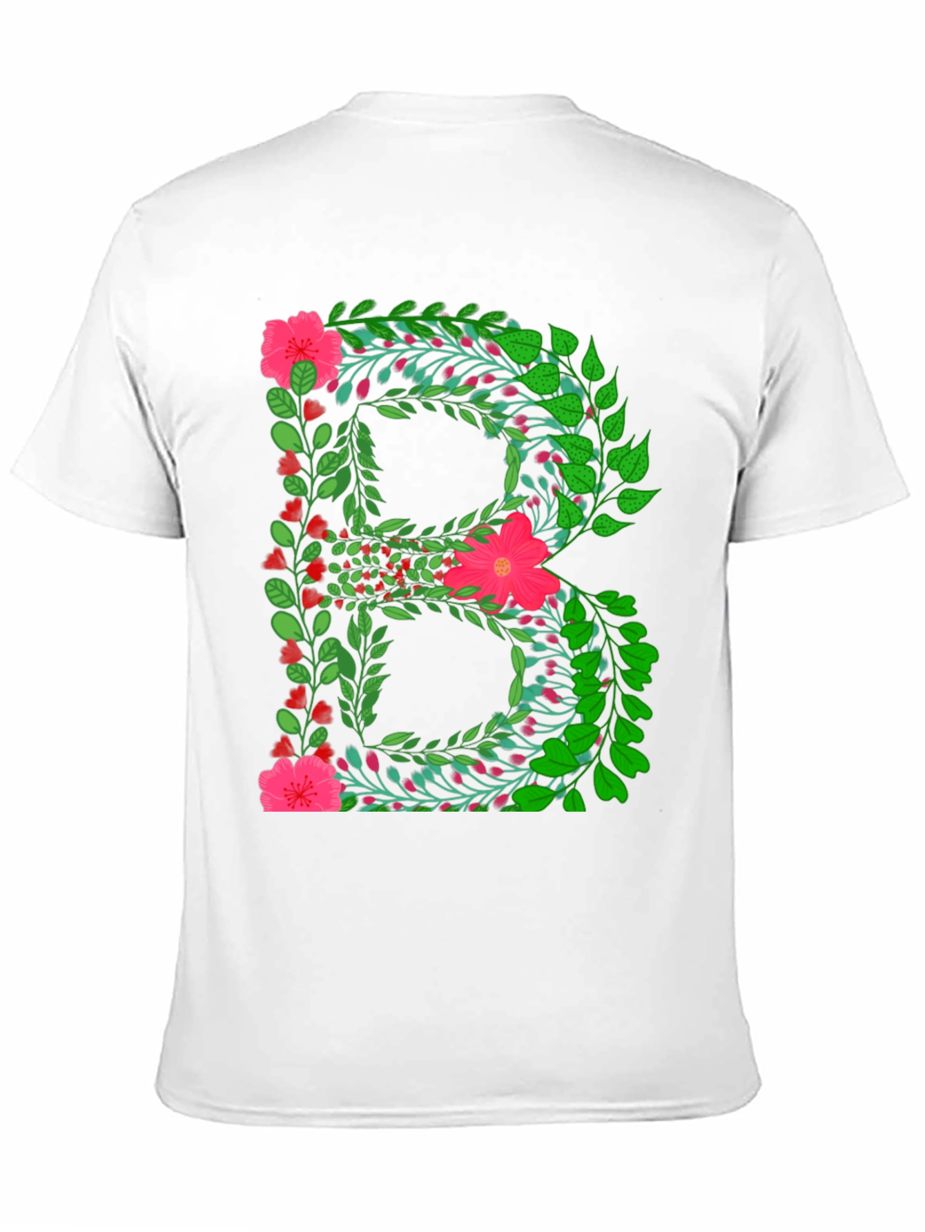 Floral Letter B Black T-Shirt