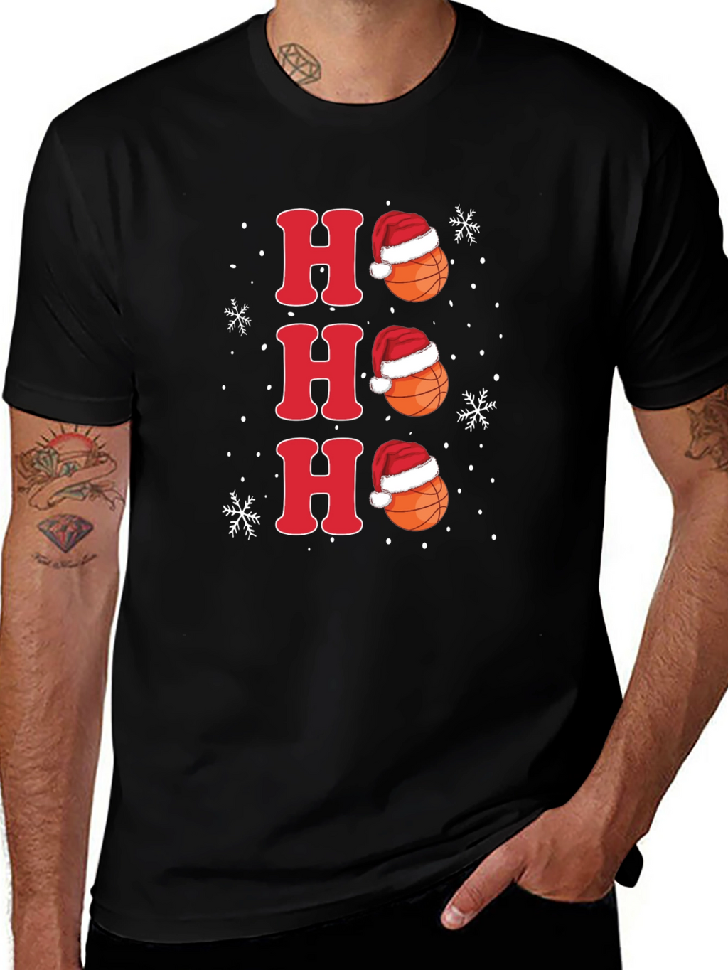 Ho Ho Ho Basketball Christmas Holiday Tee