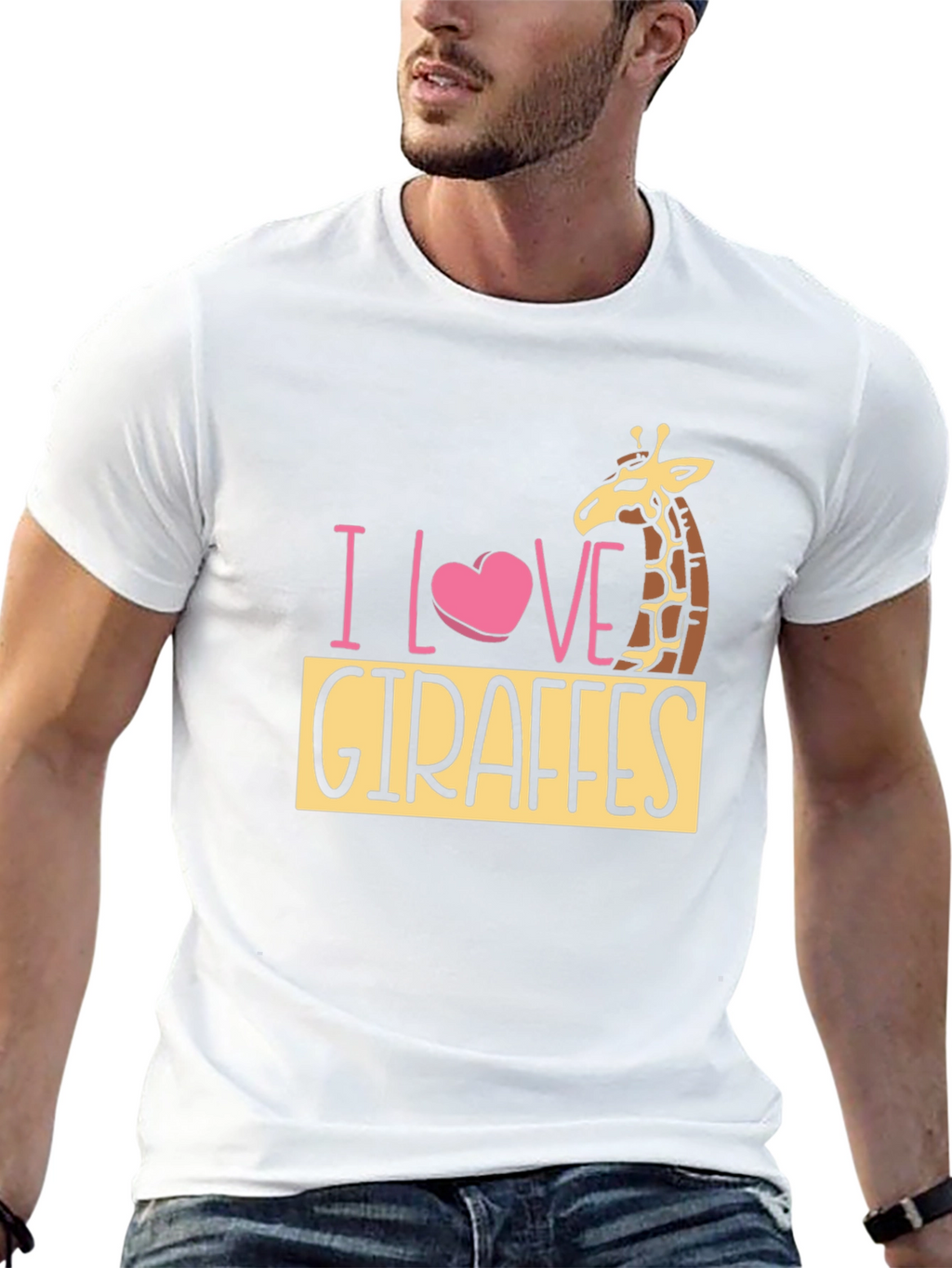 I Love Giraffes Black T-Shirt - Animal Lover Tee