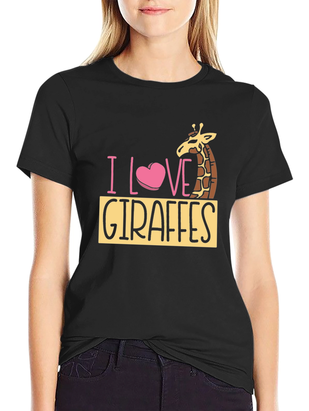 I Love Giraffes Black T-Shirt - Animal Lover Tee