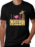 I Love Giraffes Black T-Shirt - Animal Lover Tee