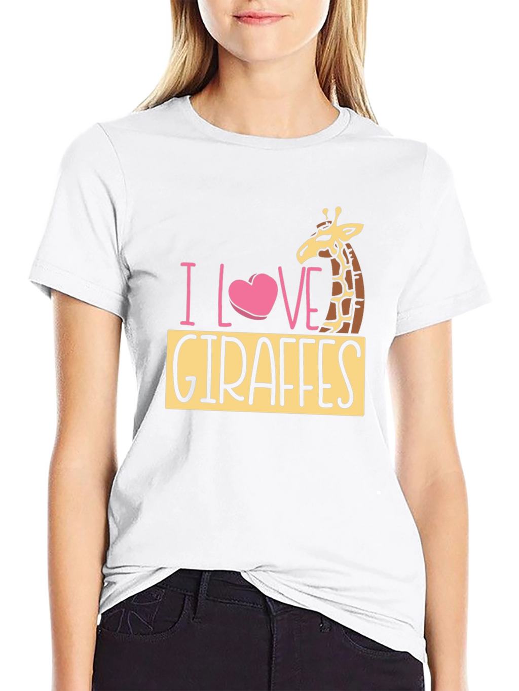 I Love Giraffes Black T-Shirt - Animal Lover Tee