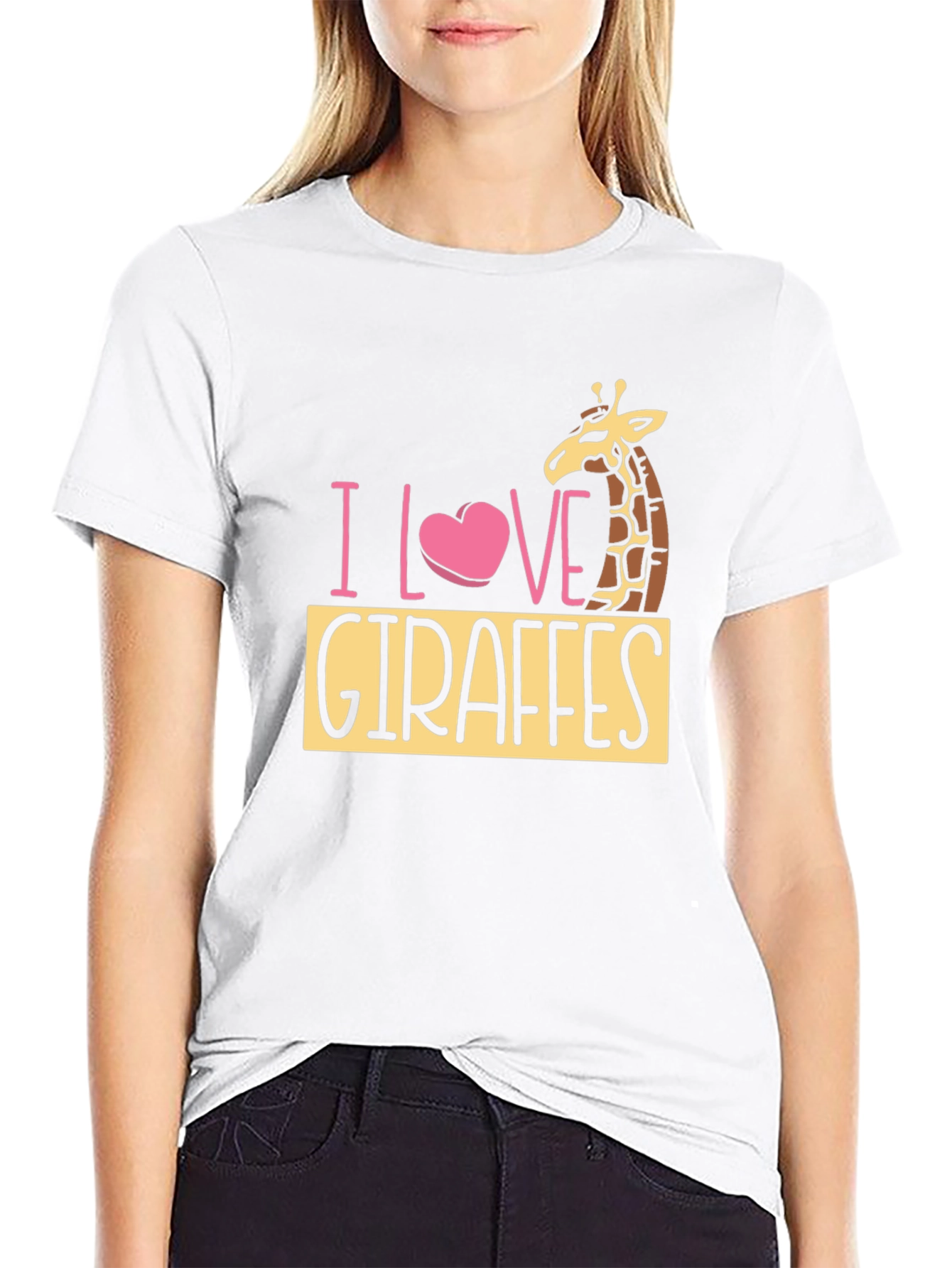 I Love Giraffes Black T-Shirt - Animal Lover Tee