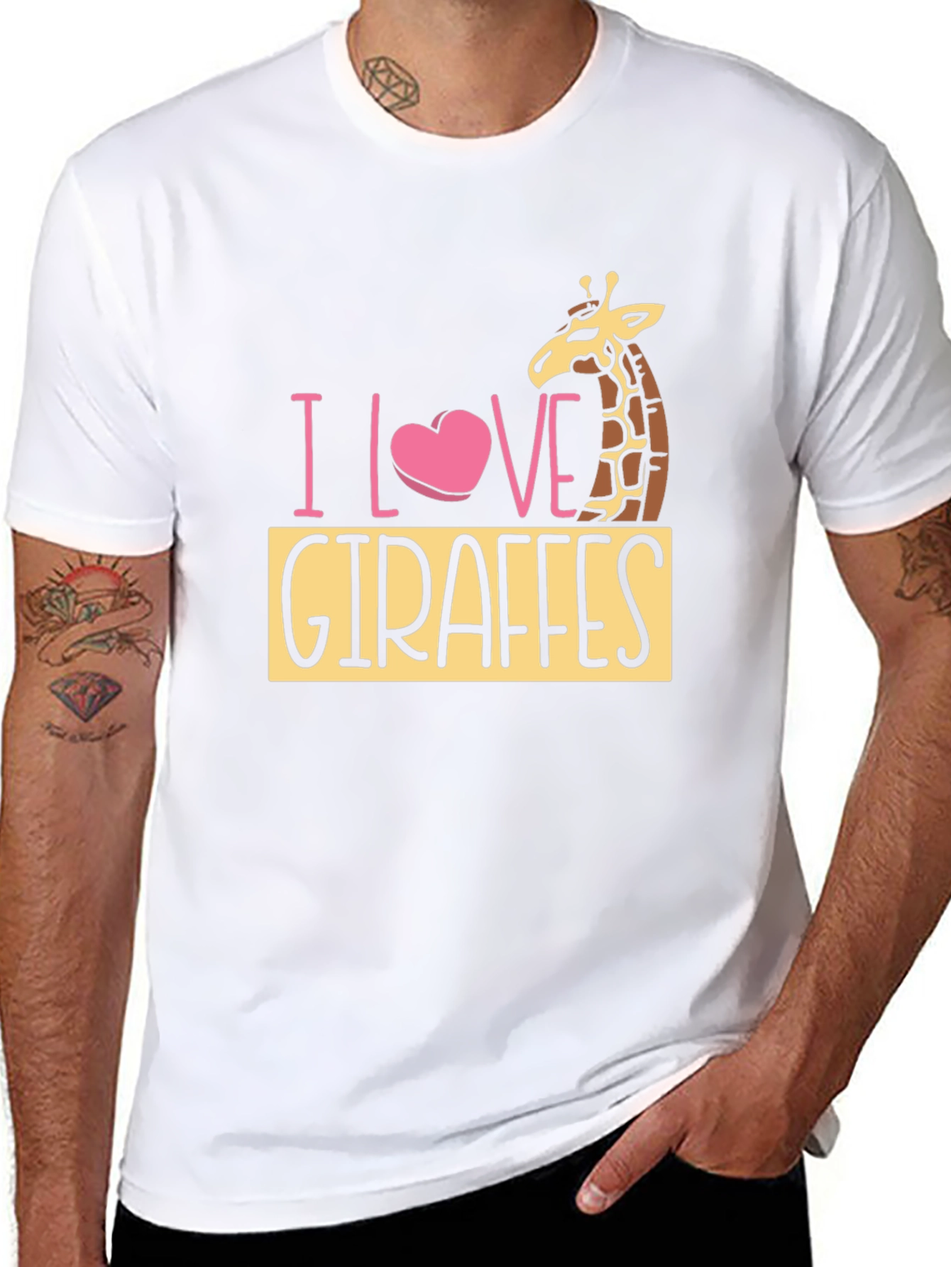 I Love Giraffes Black T-Shirt - Animal Lover Tee