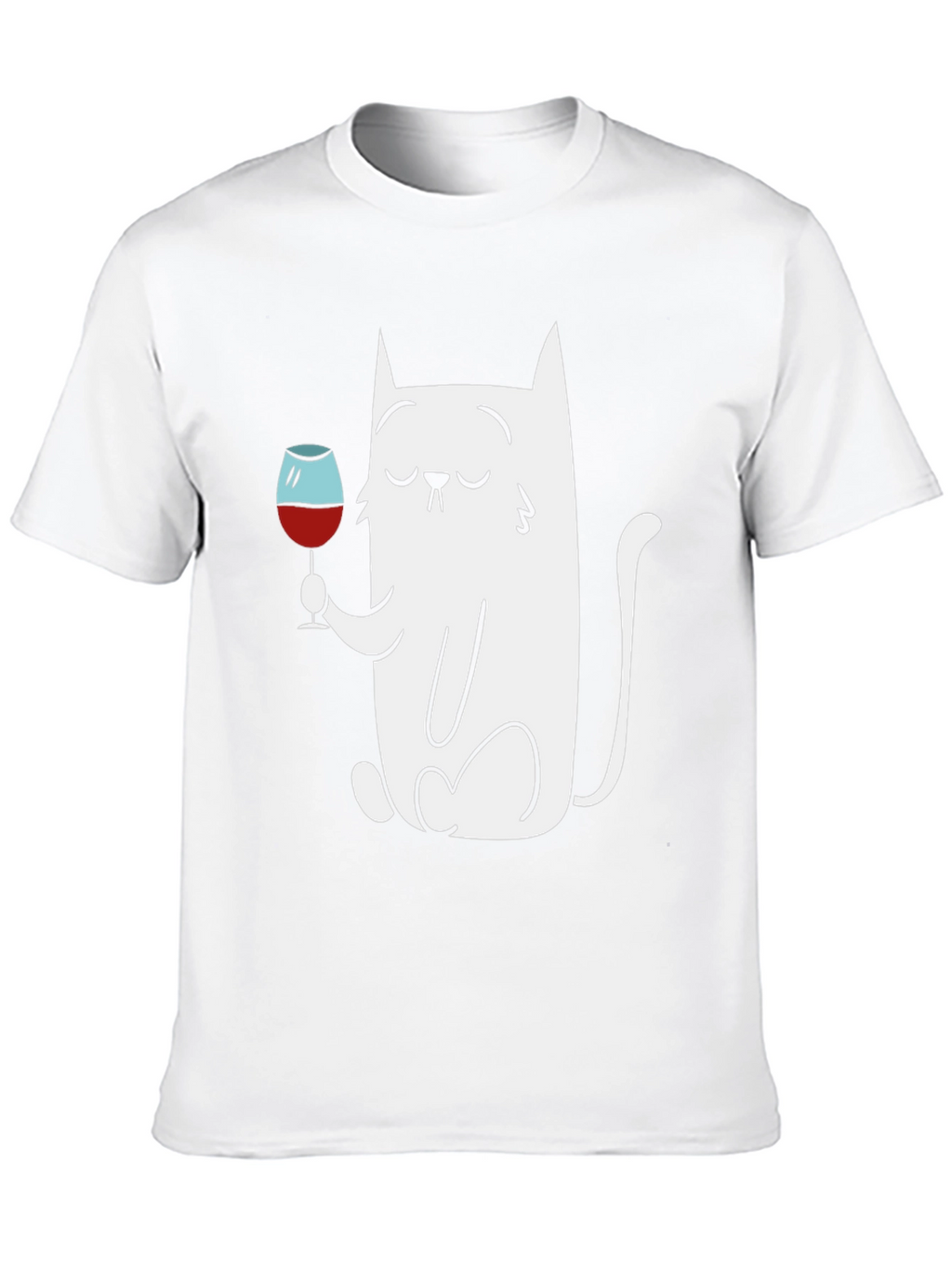 Cat With Wine Glass Graphic T-Shirt