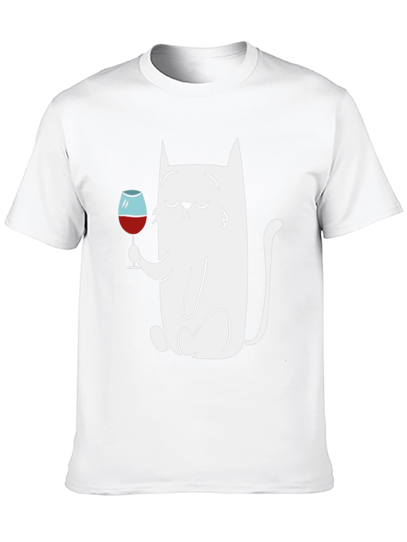 Cat With Wine Glass Graphic T-Shirt