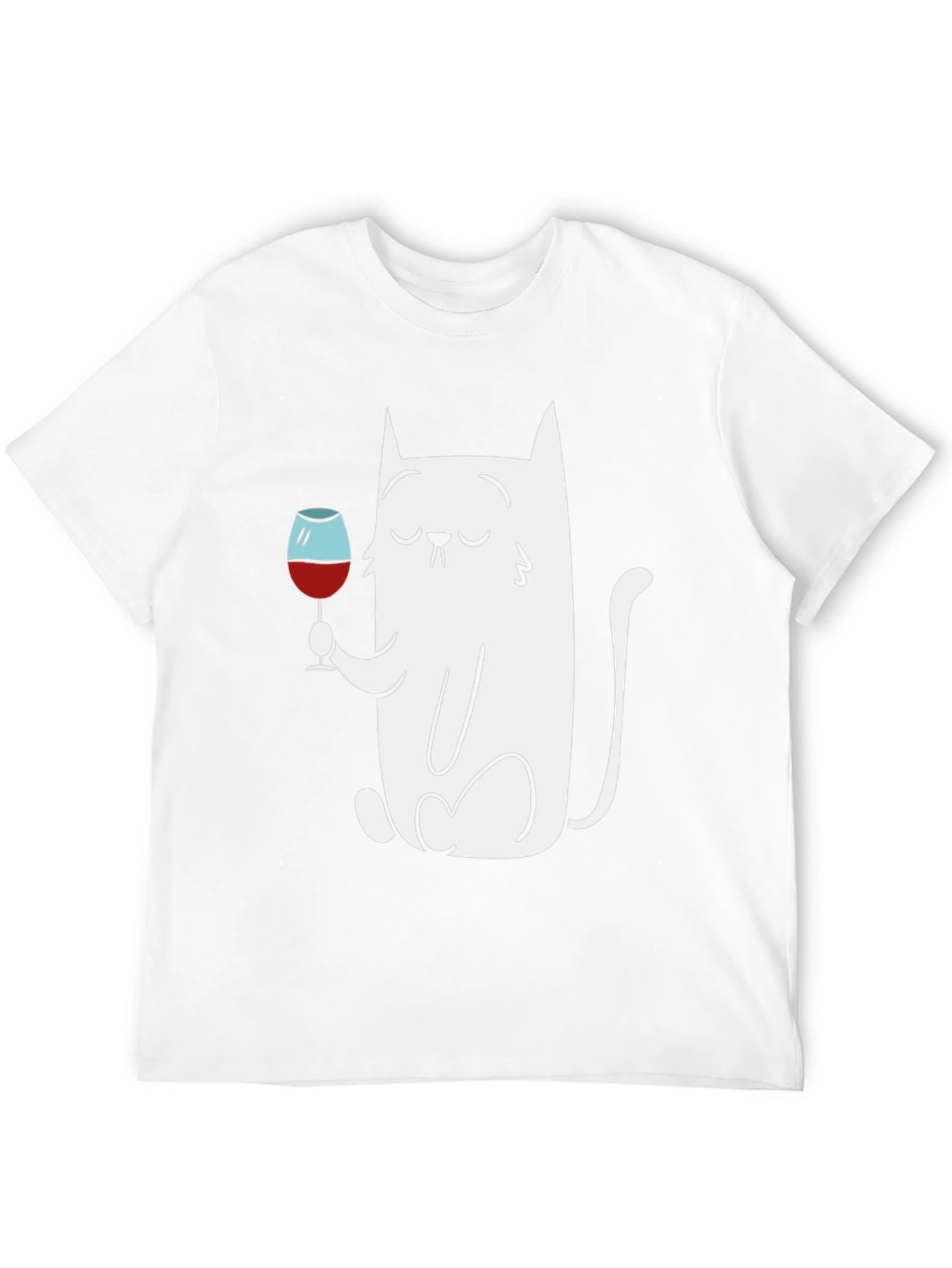 Cat With Wine Glass Graphic T-Shirt