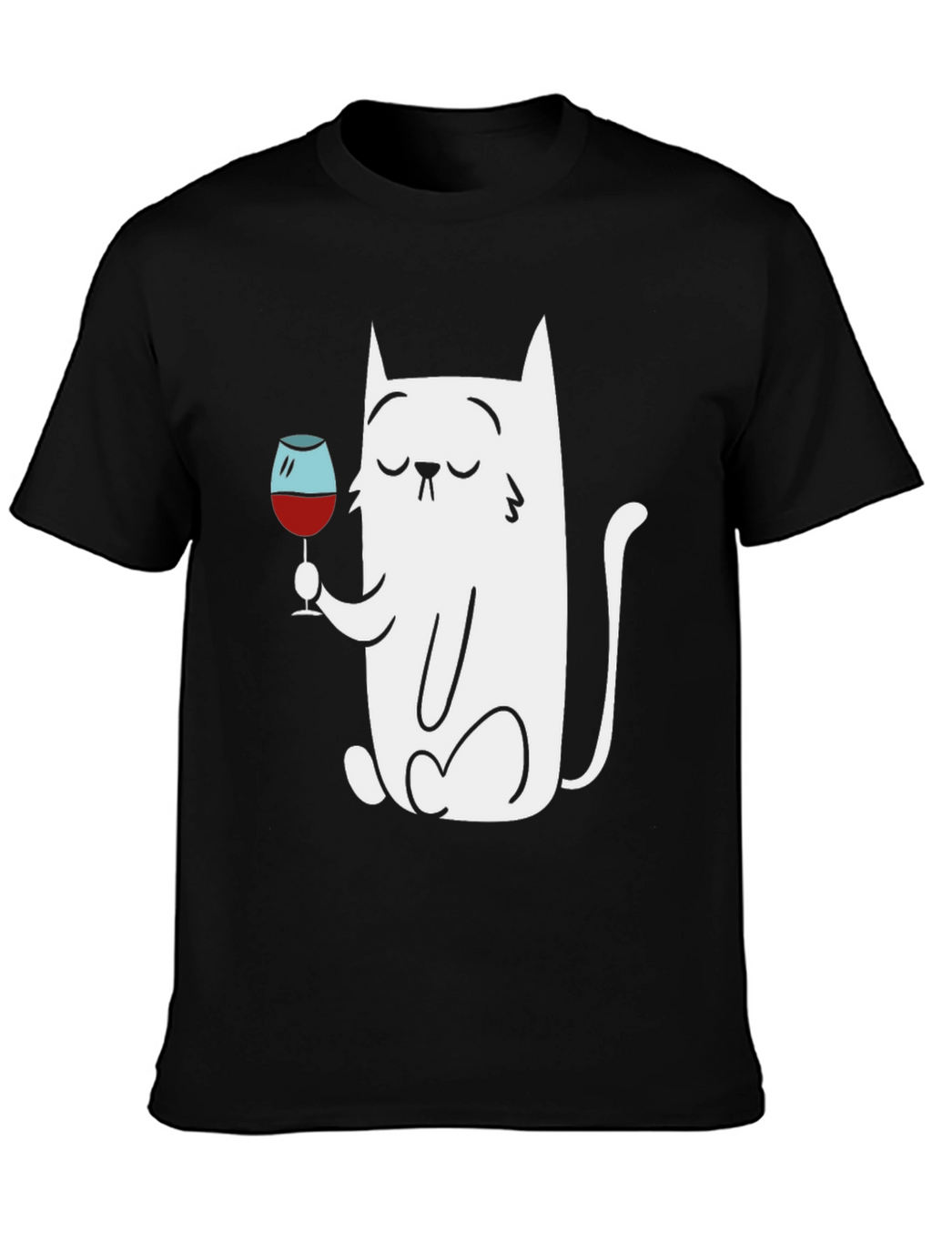 Cat With Wine Glass Graphic T-Shirt