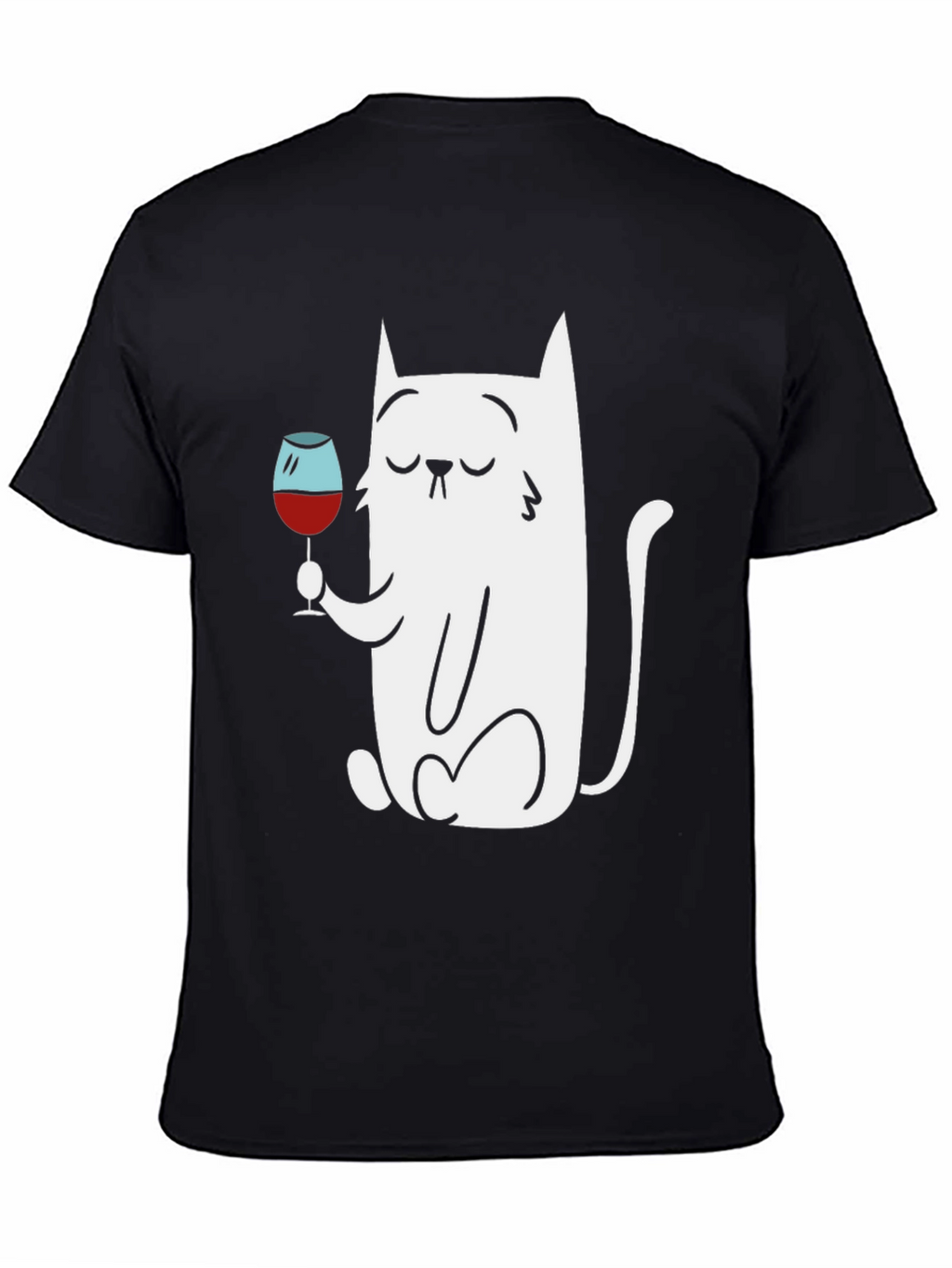 Cat With Wine Glass Graphic T-Shirt
