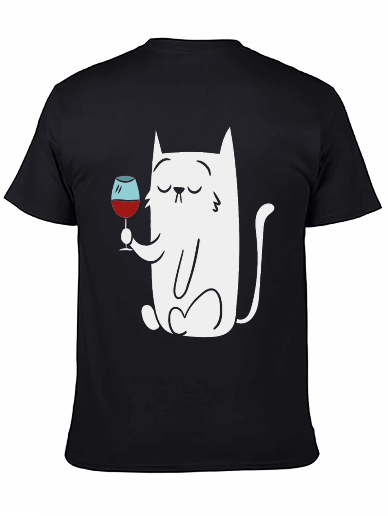 Cat With Wine Glass Graphic T-Shirt