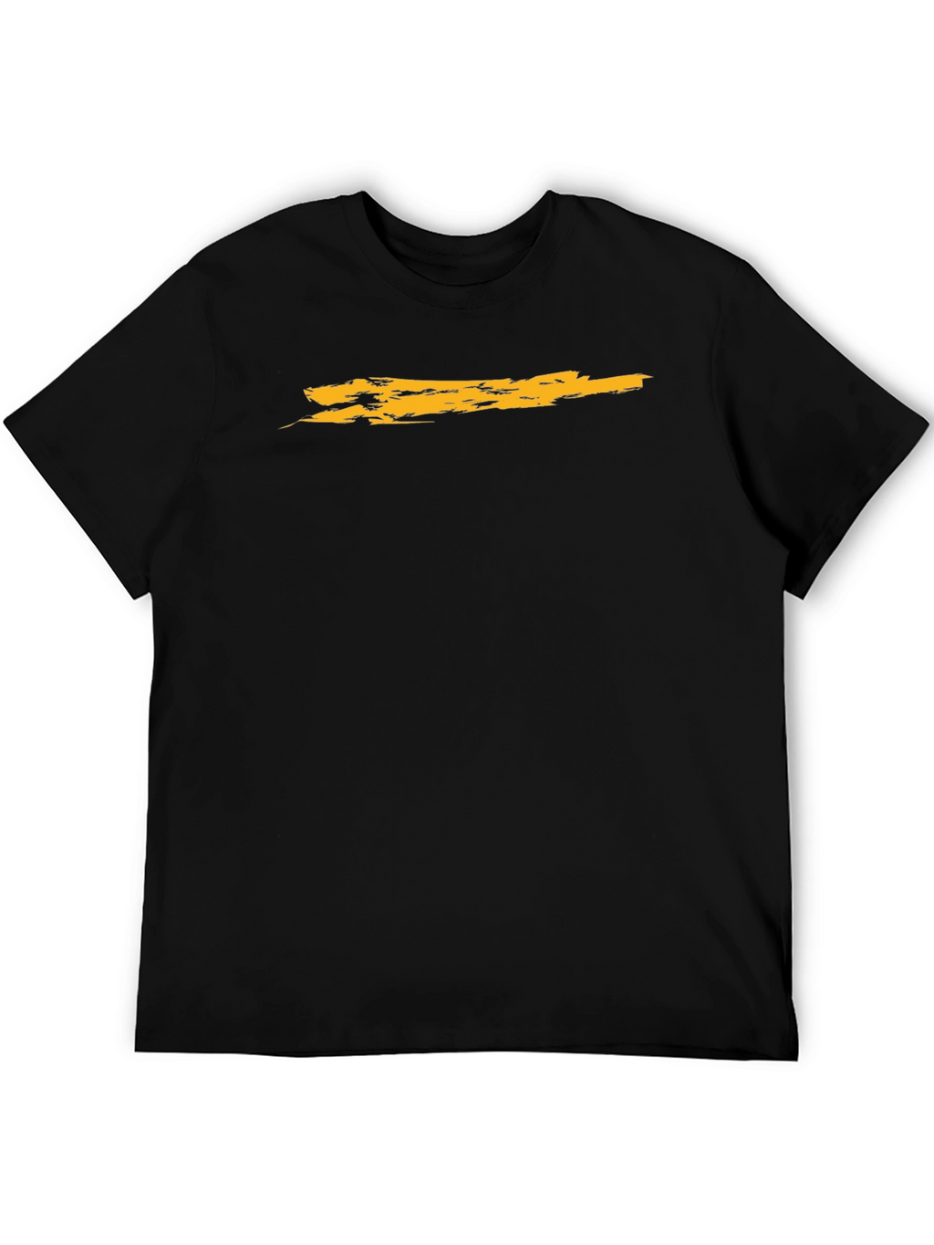 Mens Black T-Shirt with Distressed Gold Stripe