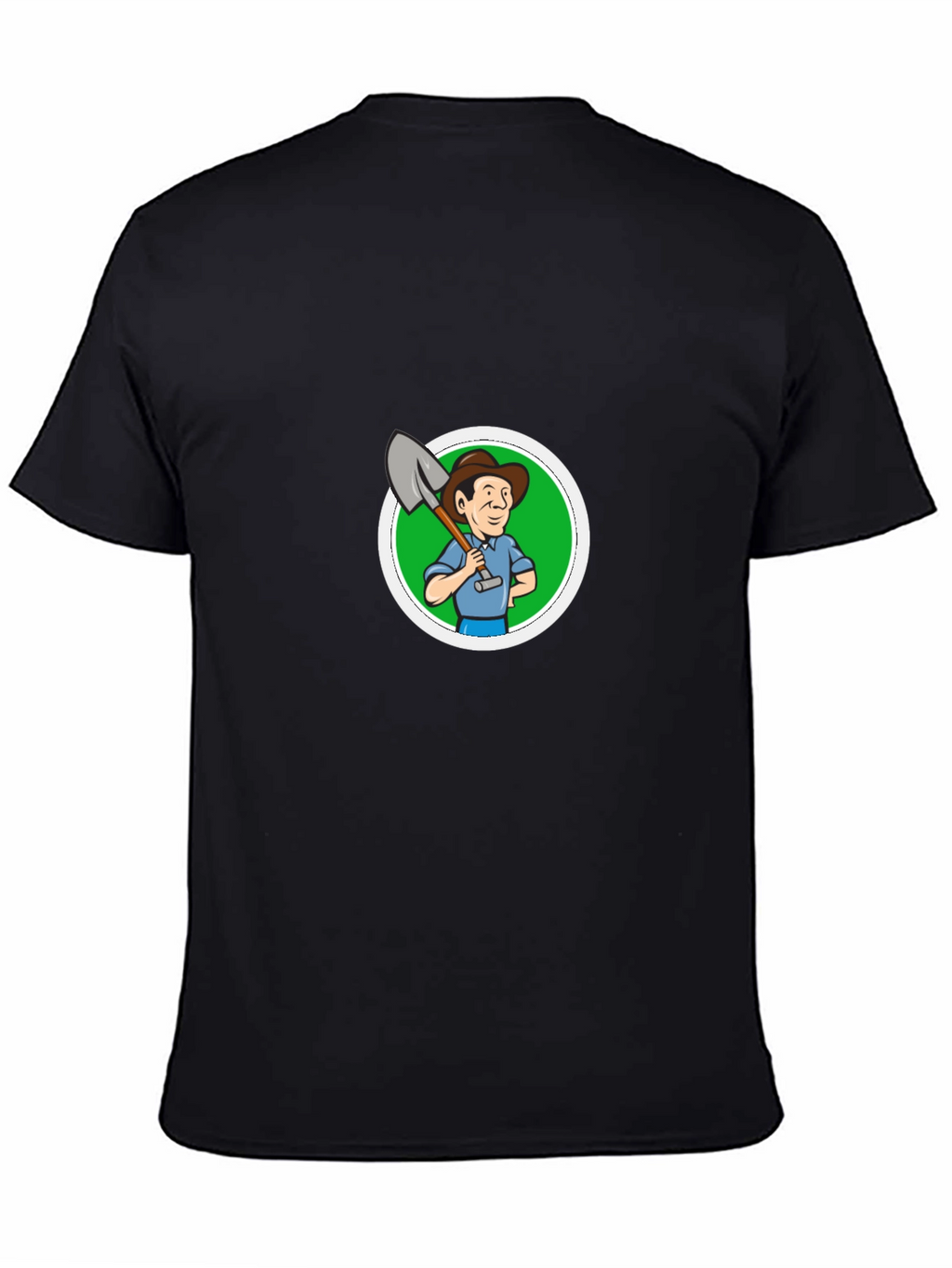 Cartoon Farmer Graphic Black T-Shirt