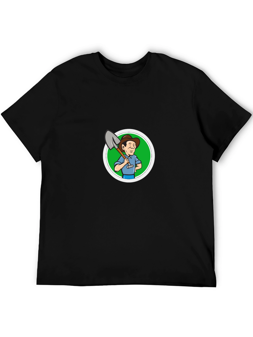 Cartoon Farmer Graphic Black T-Shirt