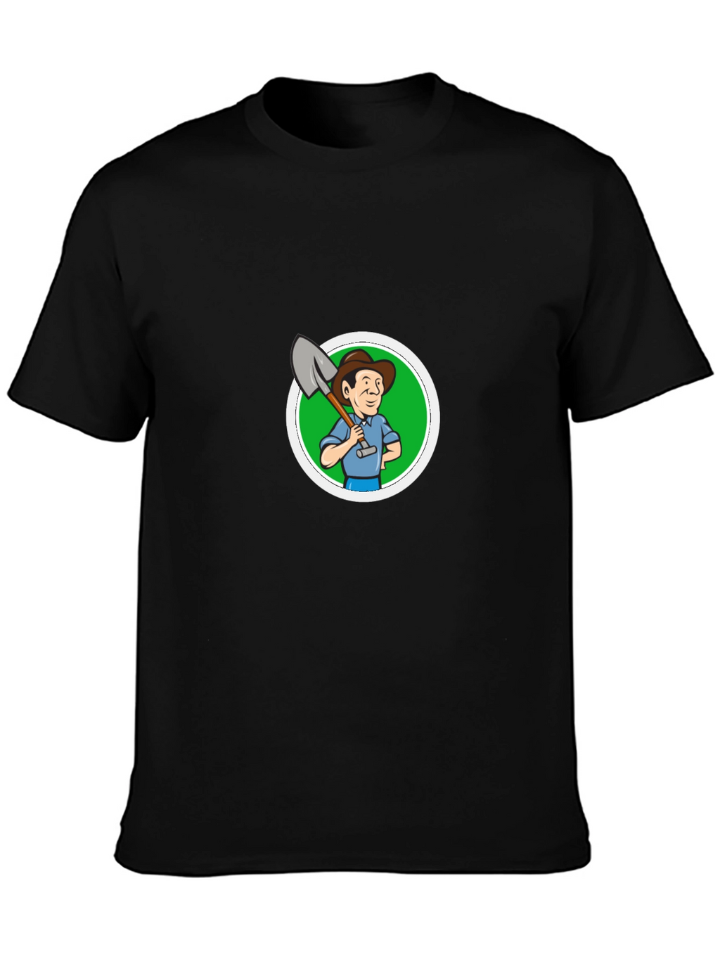 Cartoon Farmer Graphic Black T-Shirt