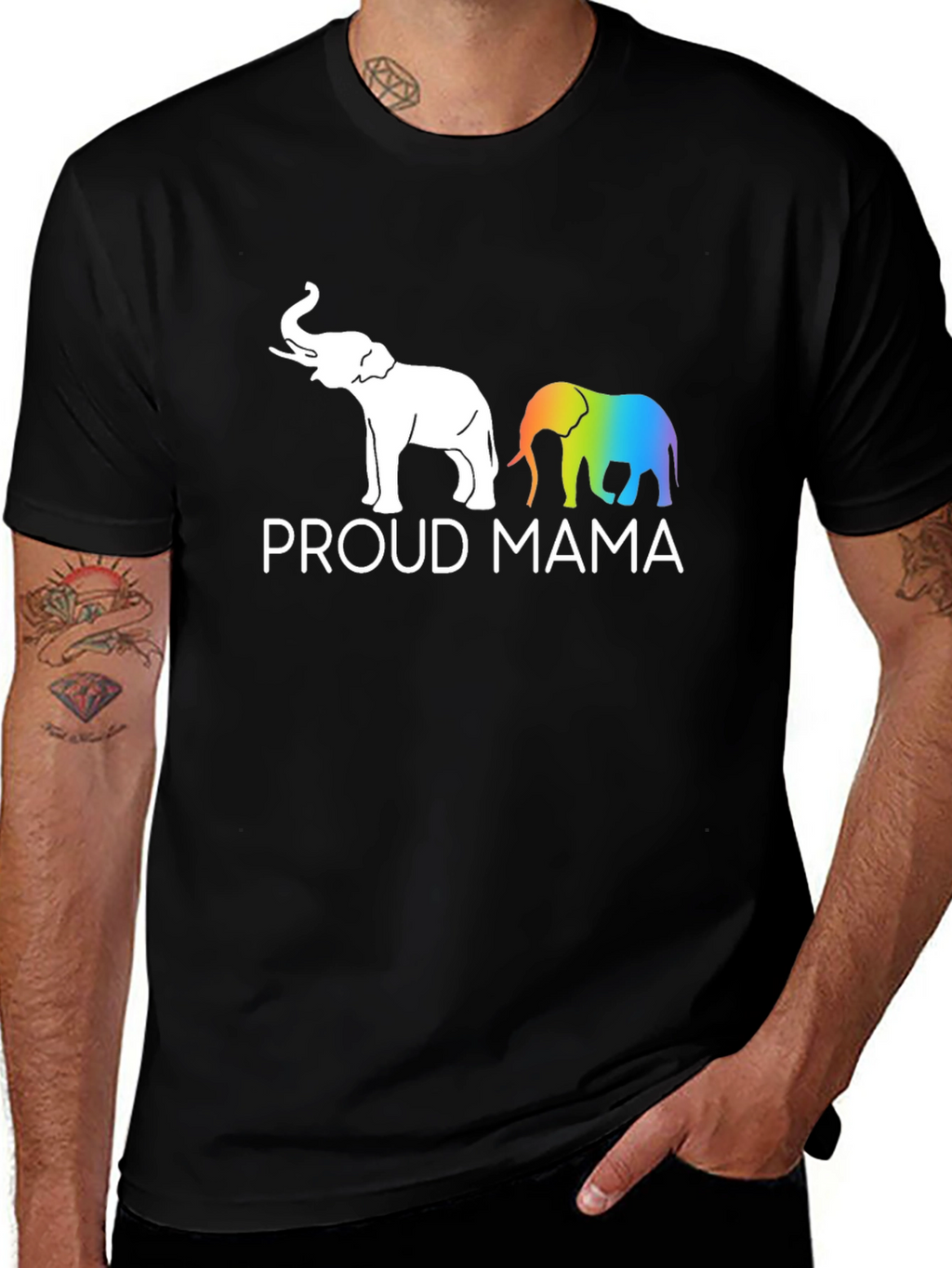 Proud Mama Elephant Rainbow Graphic Tee