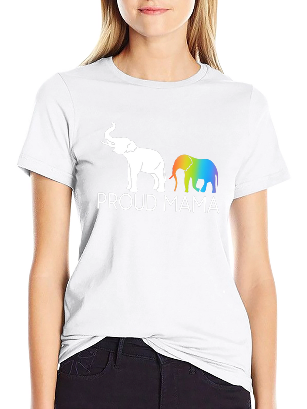 Proud Mama Elephant Rainbow Graphic Tee