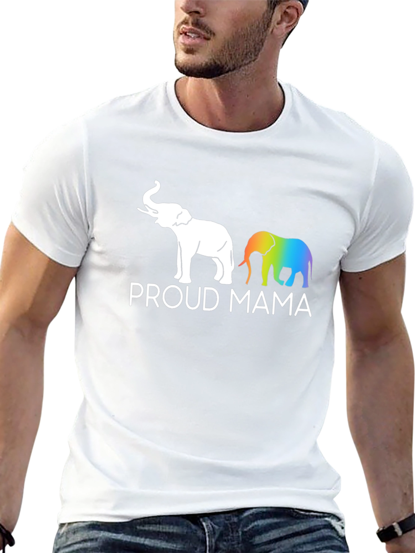 Proud Mama Elephant Rainbow Graphic Tee