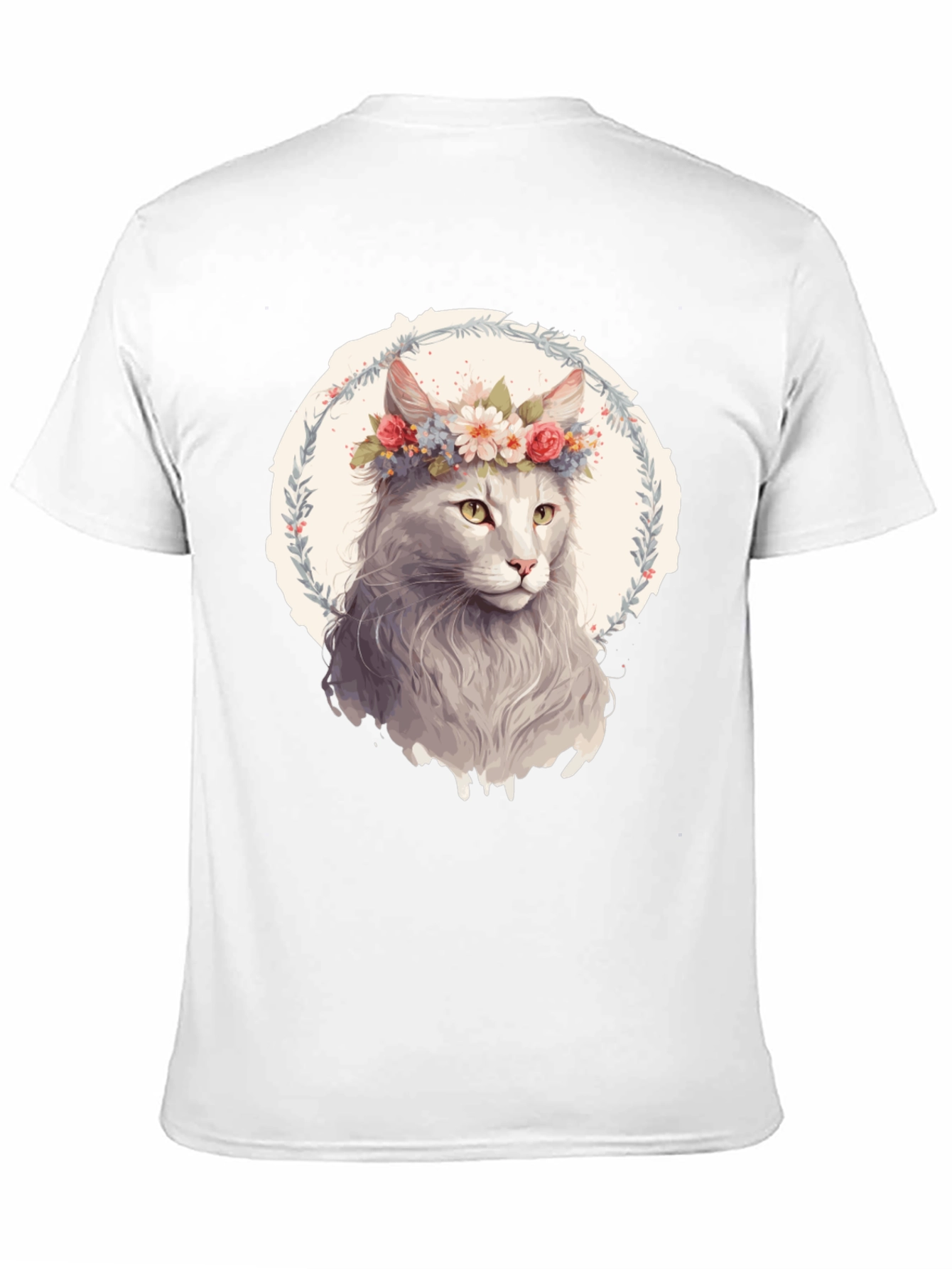 Floral Crown Cat T-Shirt - Unique Graphic Tee