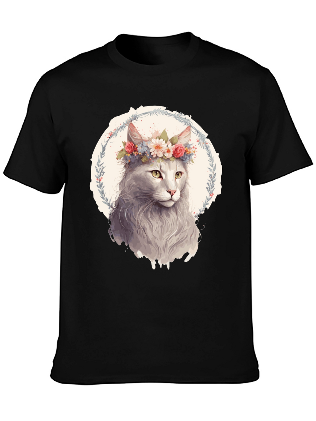 Floral Crown Cat T-Shirt - Unique Graphic Tee