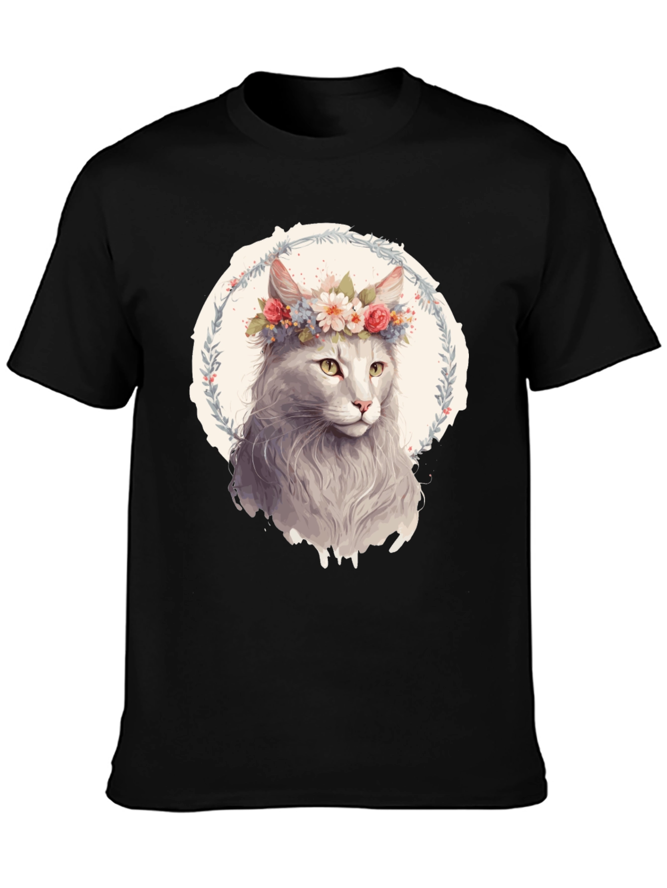 Floral Crown Cat T-Shirt - Unique Graphic Tee