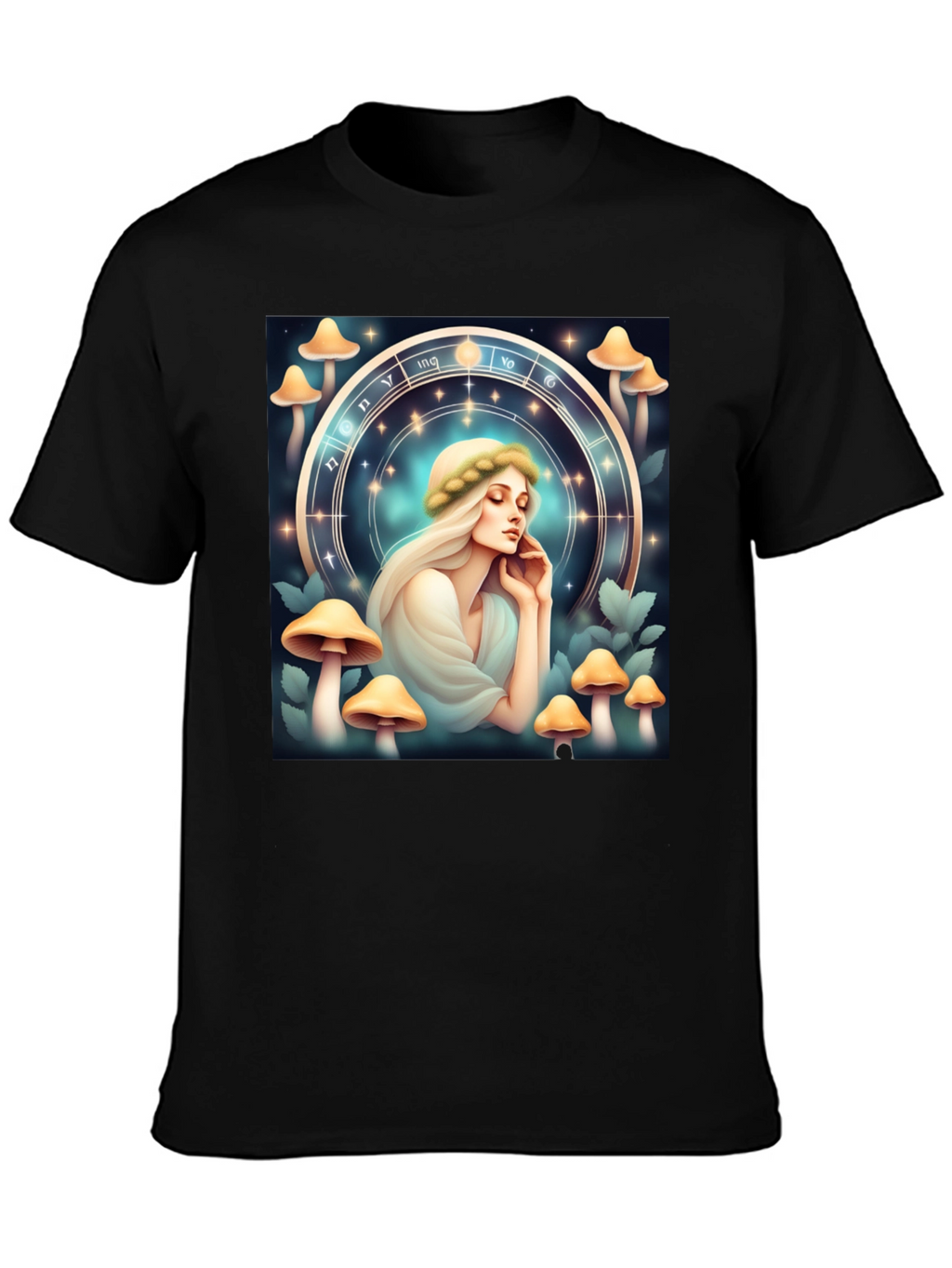 Mushroom Zodiac T-Shirt: Mystic Lady Graphic Tee