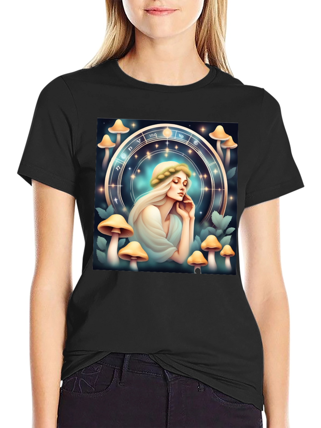 Mushroom Zodiac T-Shirt: Mystic Lady Graphic Tee