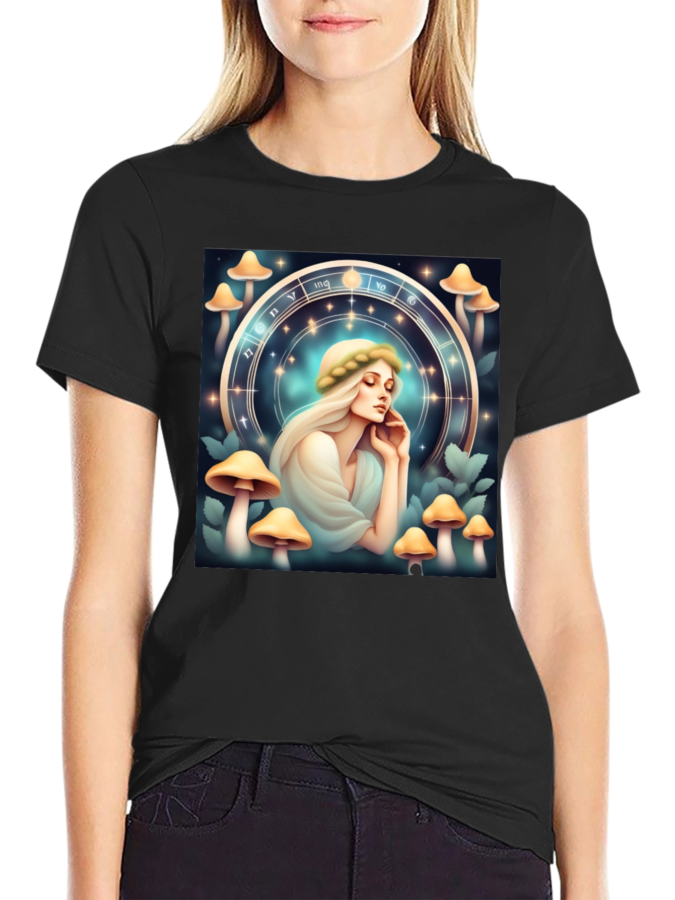 Mushroom Zodiac T-Shirt: Mystic Lady Graphic Tee