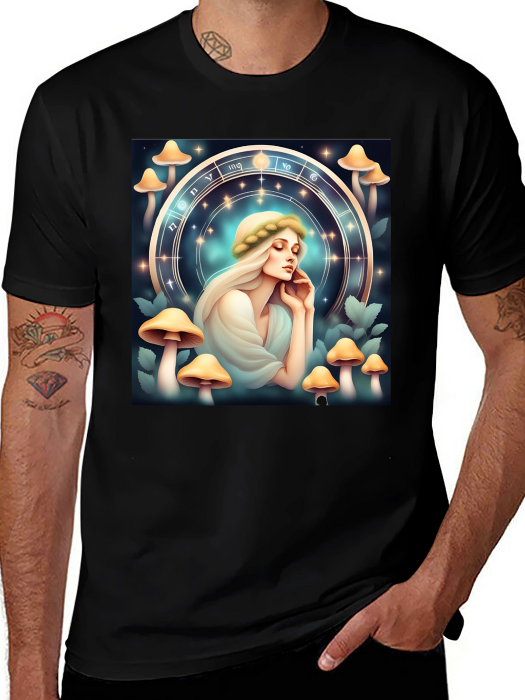 Mushroom Zodiac T-Shirt: Mystic Lady Graphic Tee