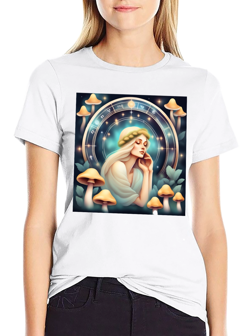 Mushroom Zodiac T-Shirt: Mystic Lady Graphic Tee