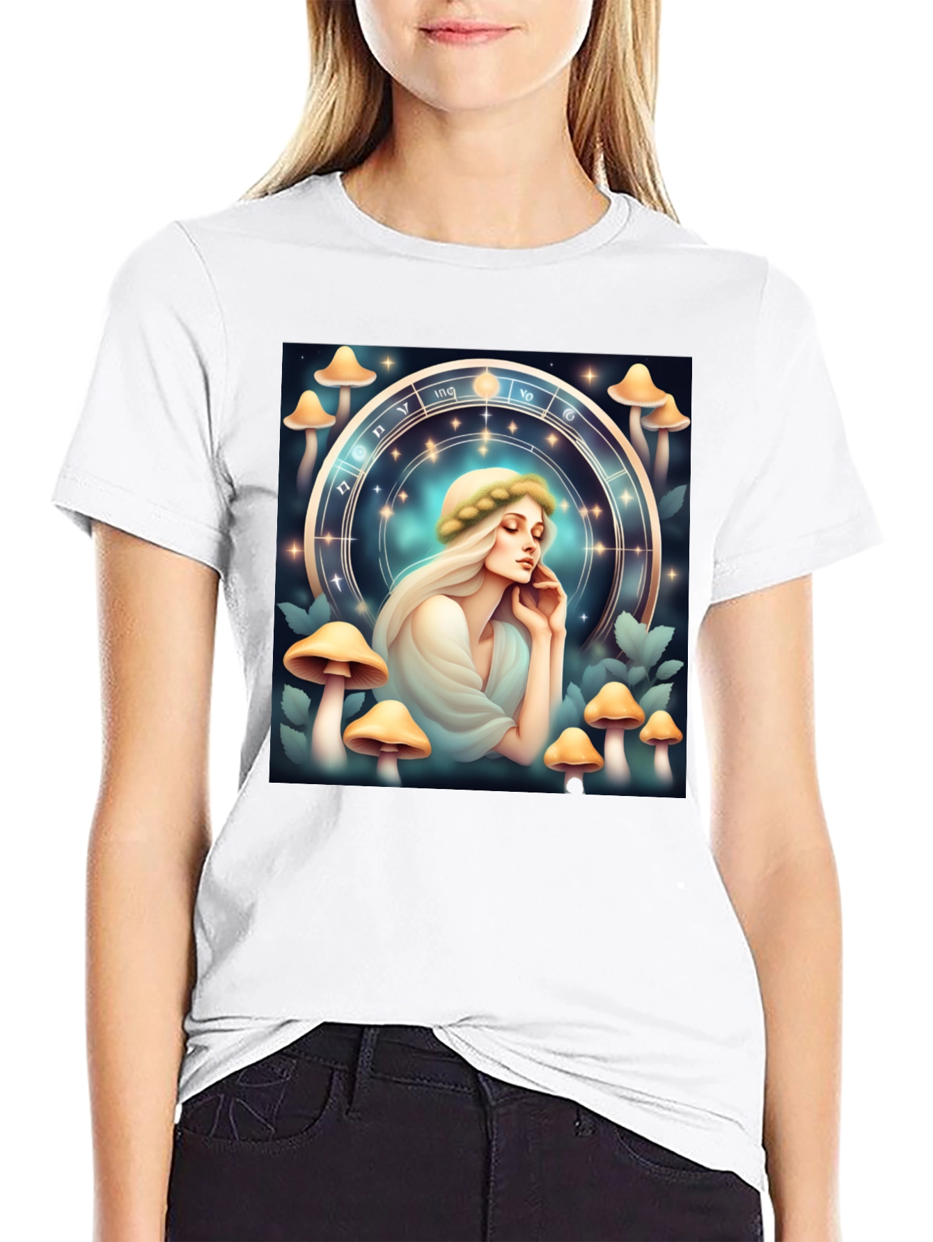 Mushroom Zodiac T-Shirt: Mystic Lady Graphic Tee