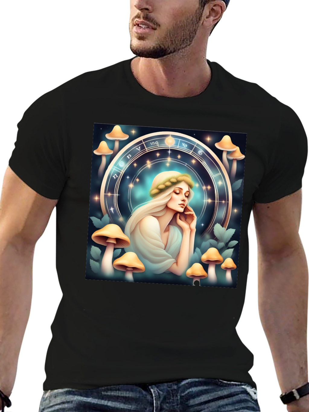 Mushroom Zodiac T-Shirt: Mystic Lady Graphic Tee
