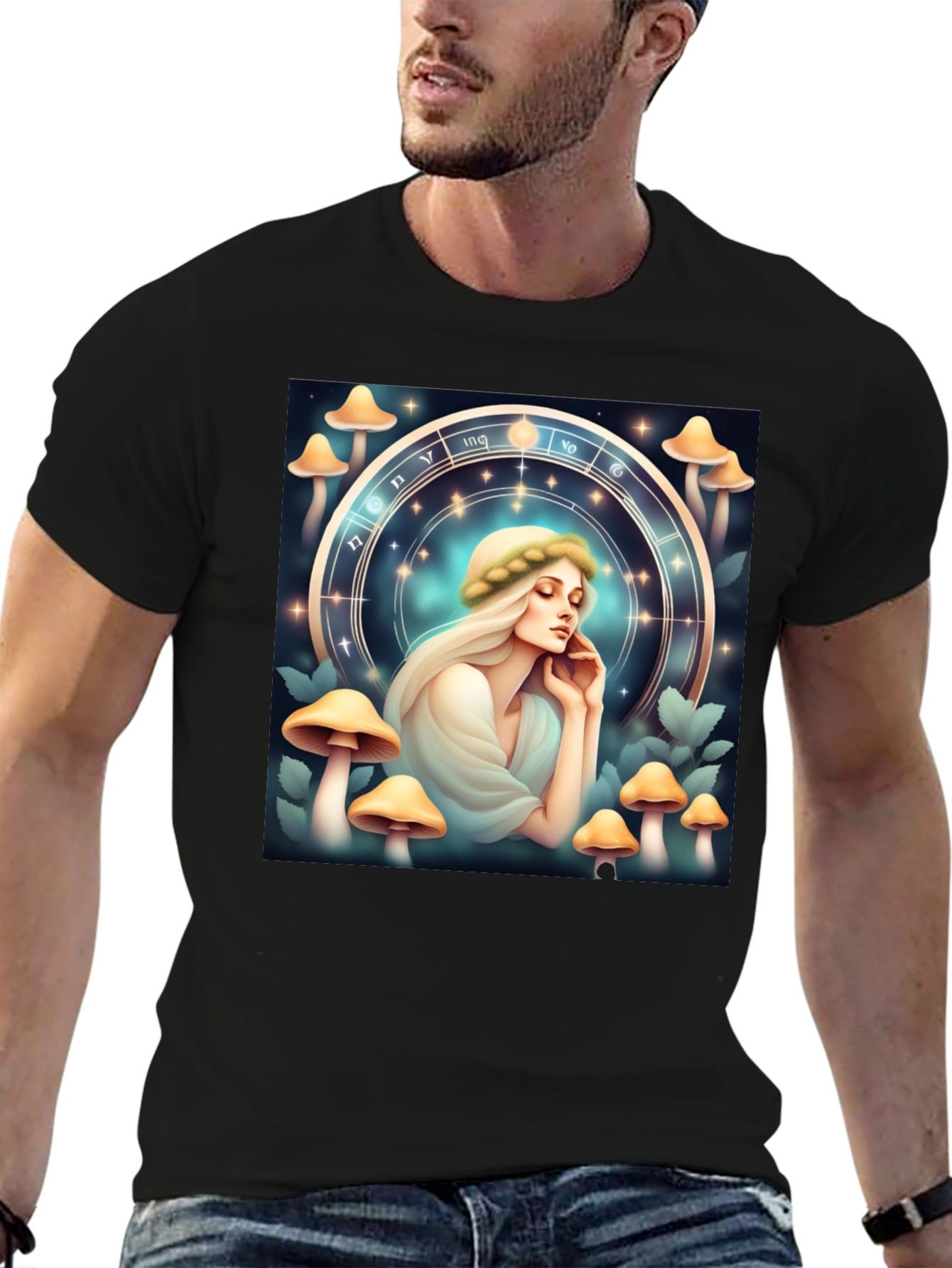 Mushroom Zodiac T-Shirt: Mystic Lady Graphic Tee