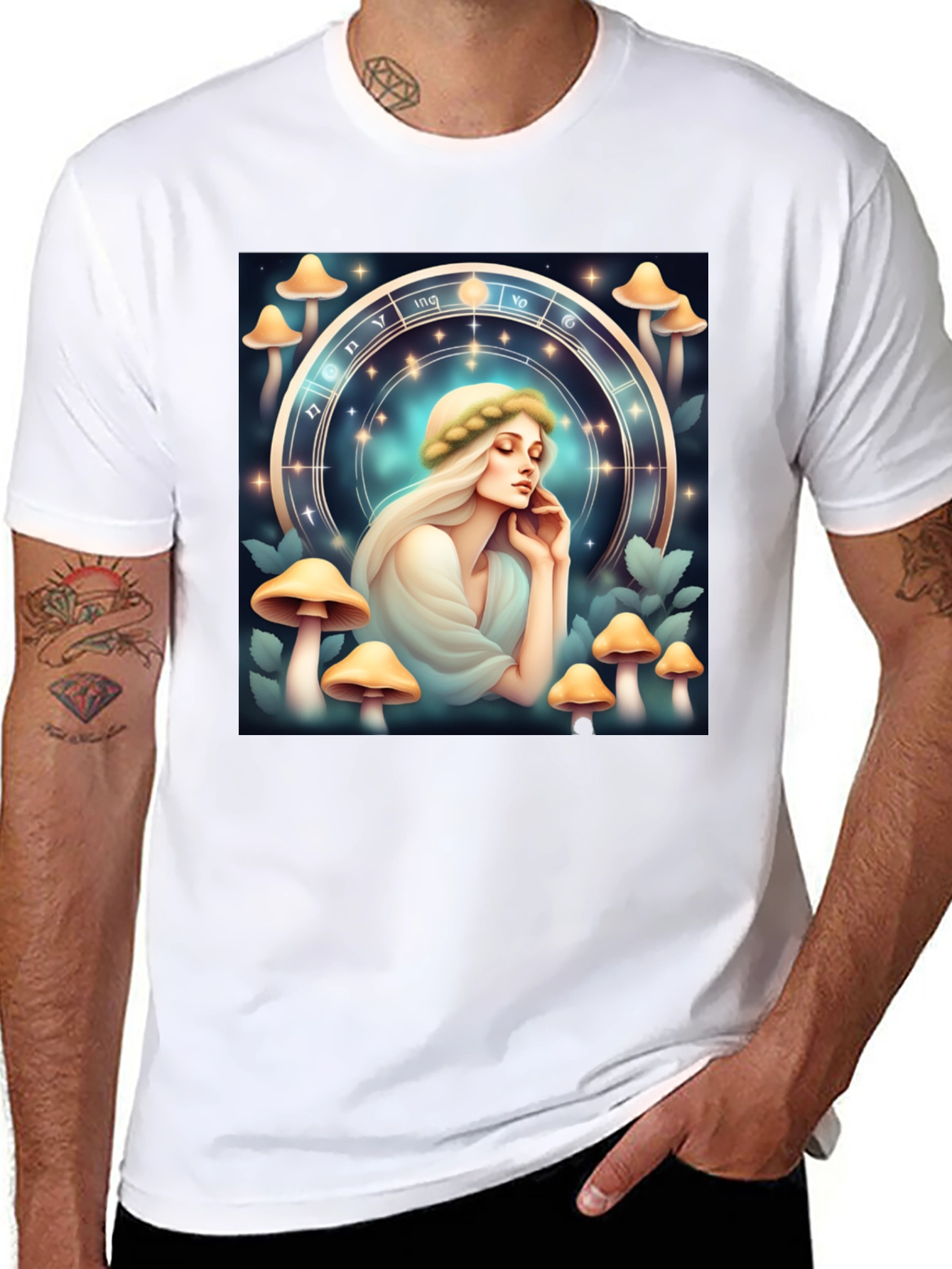 Mushroom Zodiac T-Shirt: Mystic Lady Graphic Tee