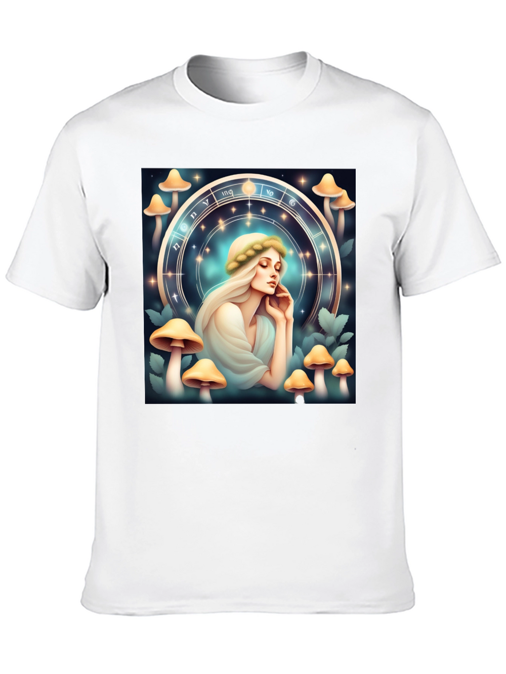 Mushroom Zodiac T-Shirt: Mystic Lady Graphic Tee