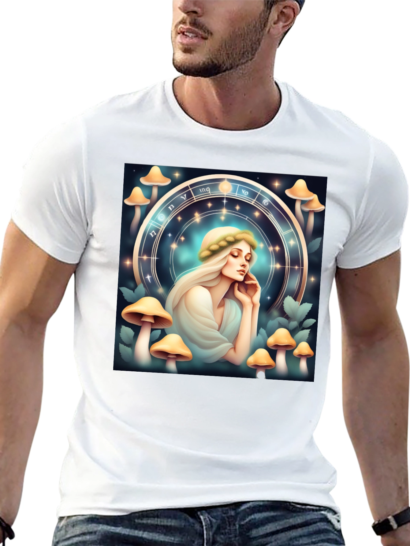 Mushroom Zodiac T-Shirt: Mystic Lady Graphic Tee