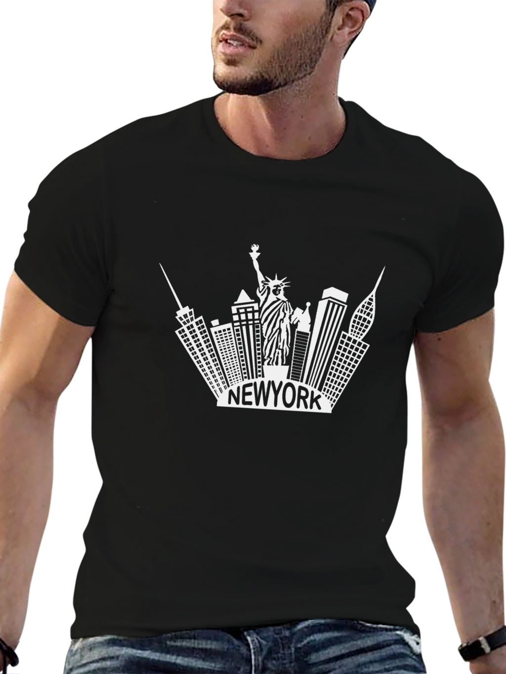New York Skyline Graphic Tee - Black