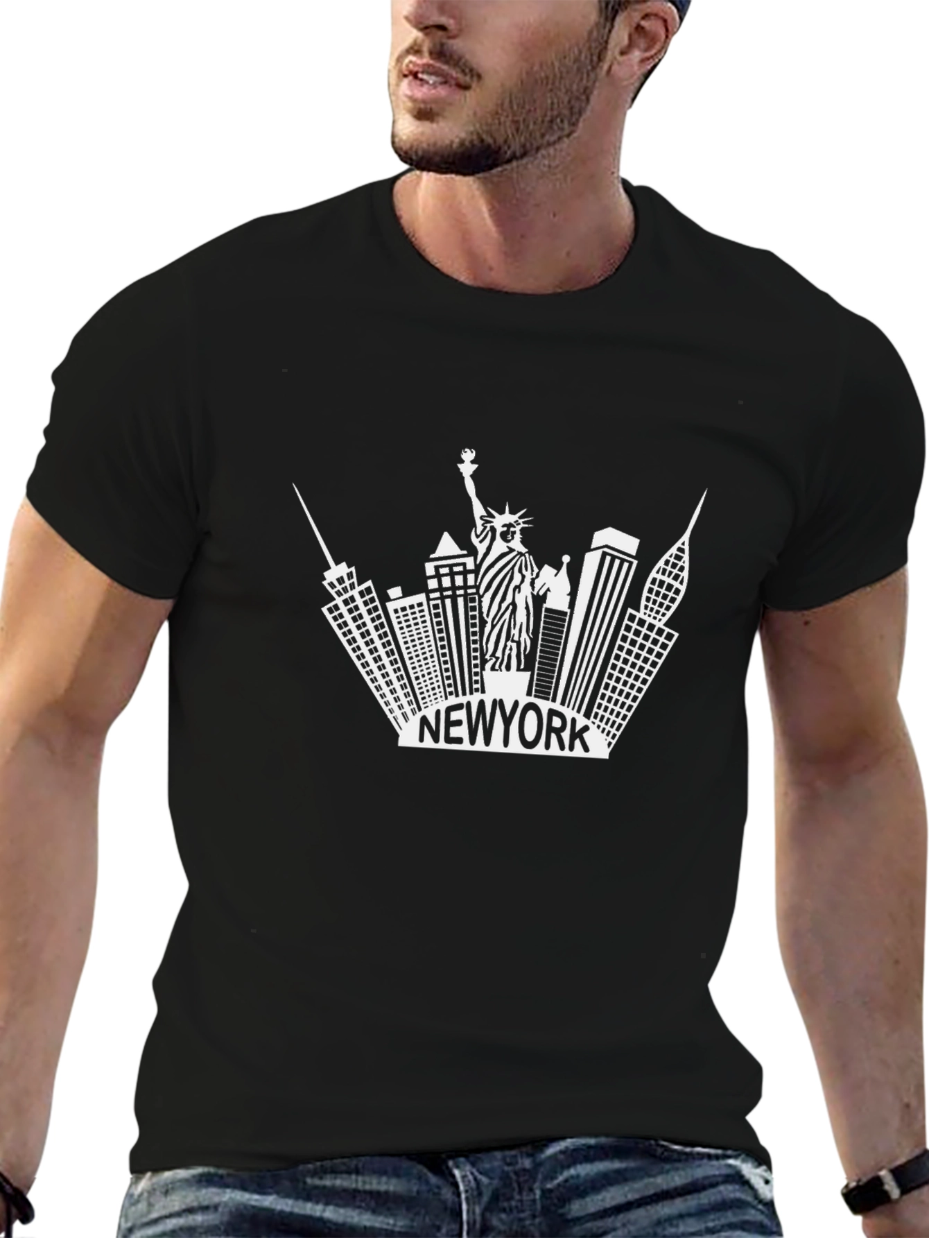 New York Skyline Graphic Tee - Black