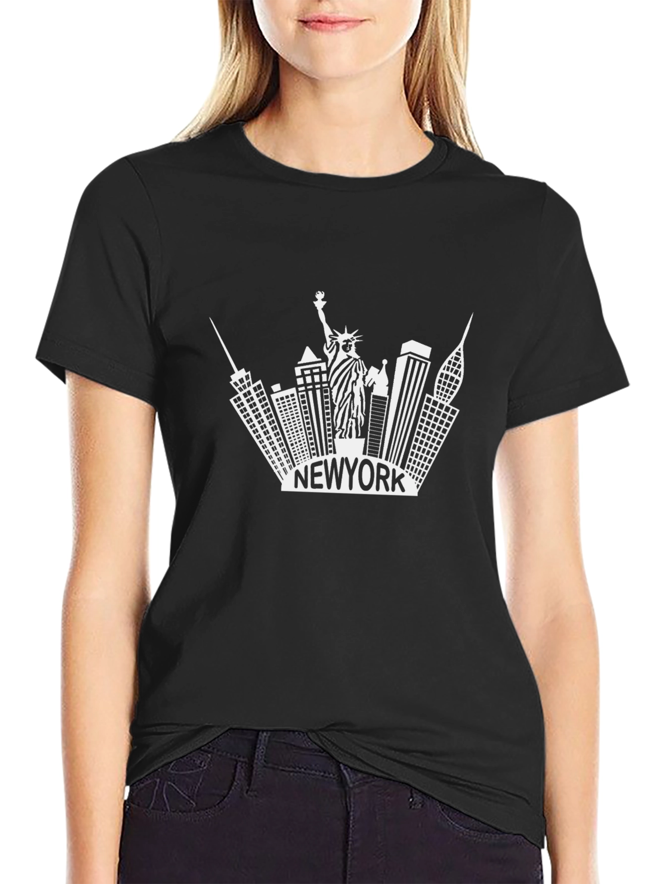 New York Skyline Graphic Tee - Black