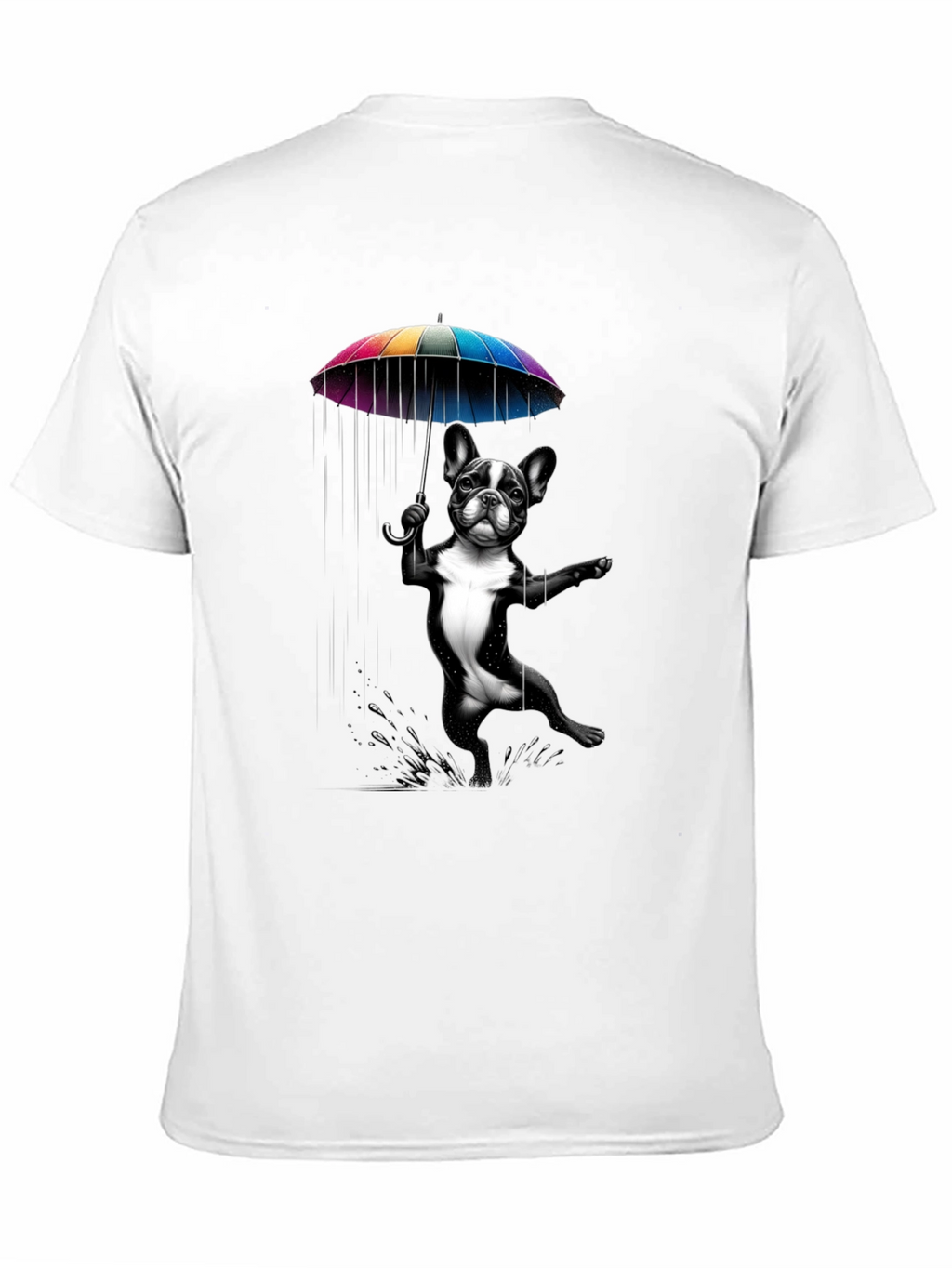 Dog with Umbrella Graphic Tee - Black