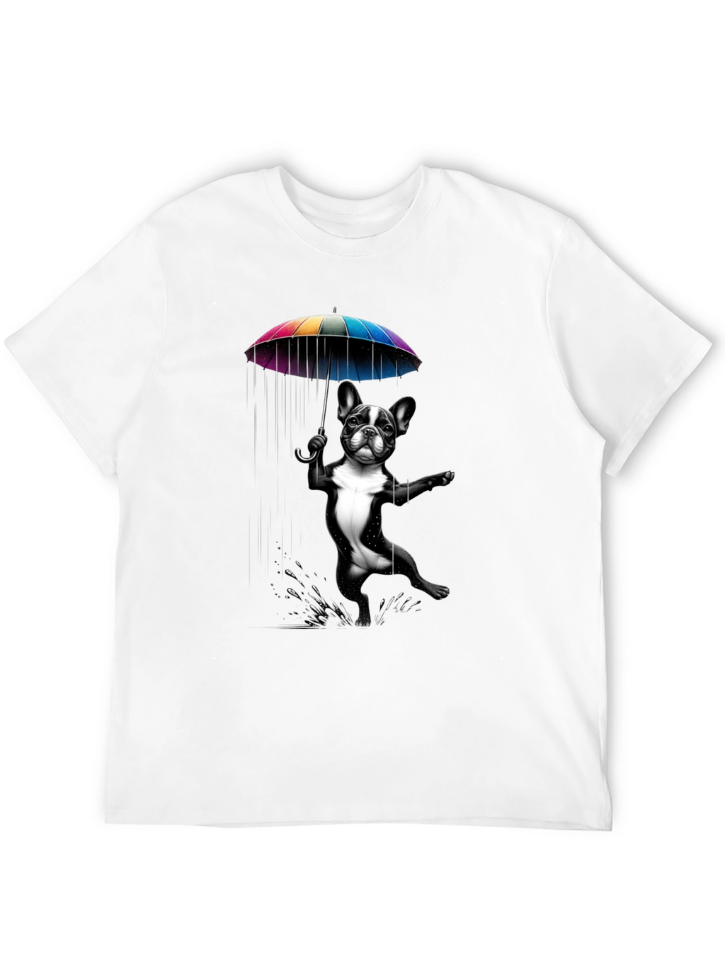 Dog with Umbrella Graphic Tee - Black